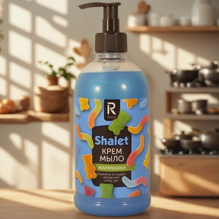 Мыло жидкое 0,5 л КРЕМ с дозатором SHALET Мармишки (1/9 шт.) РК 3530 — интерьер, вид №1