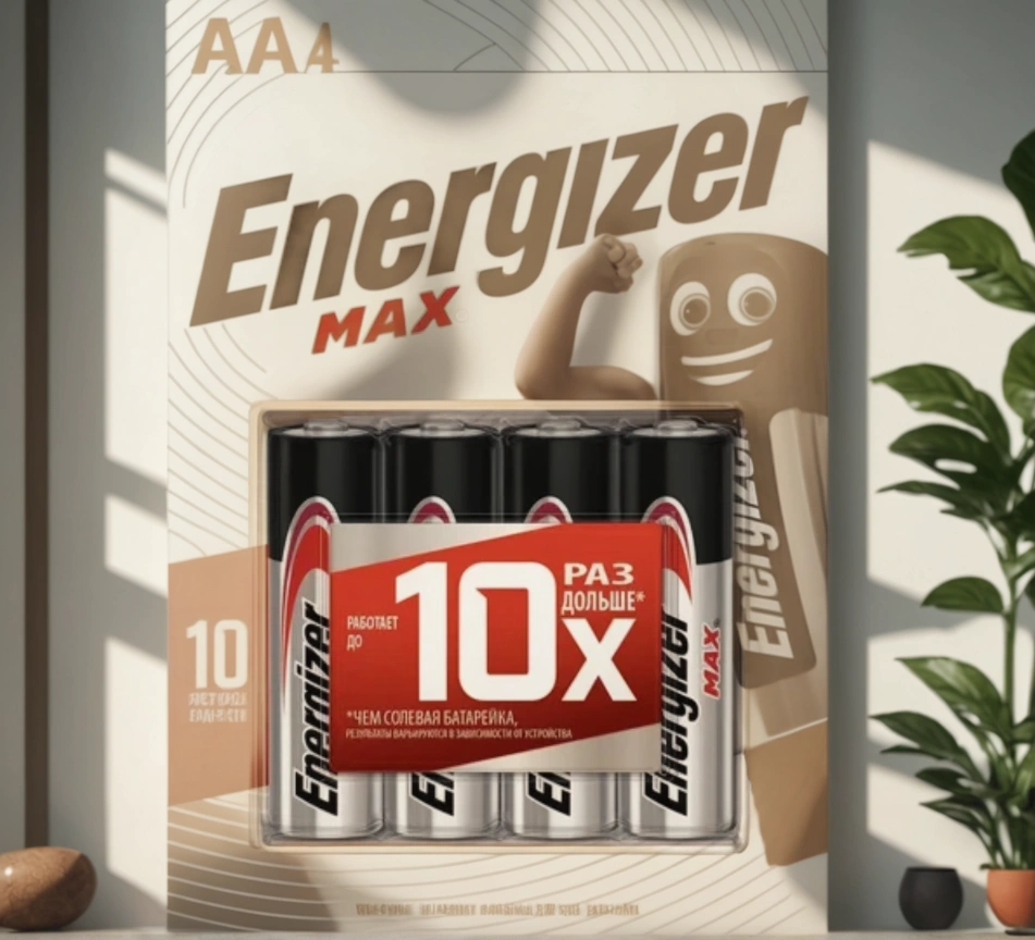 Батарейки Energizer , тип AA/LR06, 1.5V, 4шт. (Пальчиковые) — интерьер, вид №1