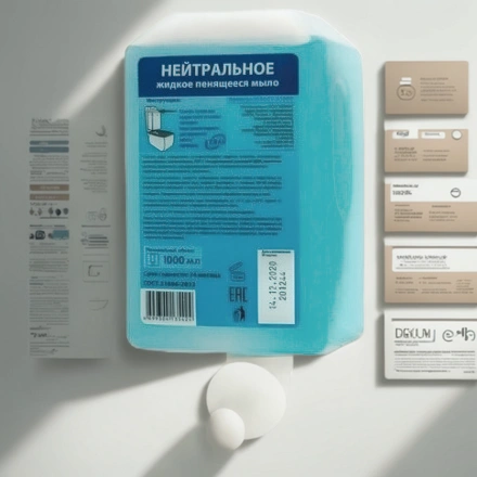 Мыло в картридже для диспенсеров 1,0 л KEMAN Aquarius (1/6 шт.) арт. 100025-1000 — инфографика, вид №1