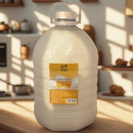 Мыло жидкое 5,0 л КРЕМ Brum Lite Молоко и мёд — интерьер, вид №1