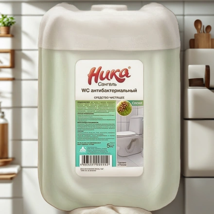 Средство для сантехники 5,0 кг «Ника-Сангель WC антибактериальный» (1/4 шт.) — интерьер, вид №1