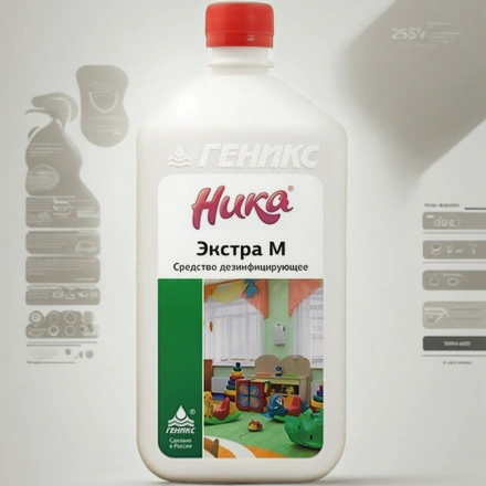 Средство дезинфицирующее 1,0 л Ника-экстра М с моющим эффектом (1/12 шт.) ЧестныйЗнак — инфографика, вид №1