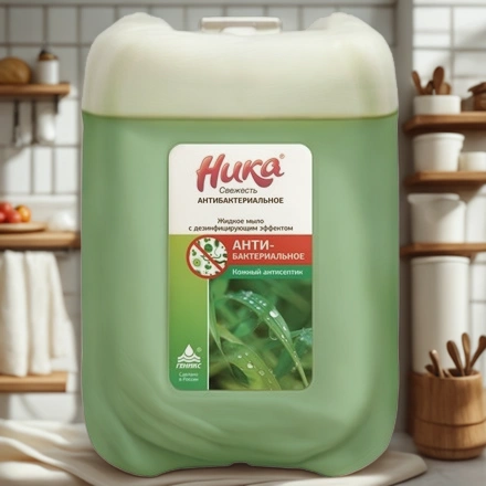 Мыло жидкое 5,0 л с дез.эффектом Ника-Свежесть Антибактериальное (1/4 шт.) ЧестныйЗнак — интерьер, вид №1