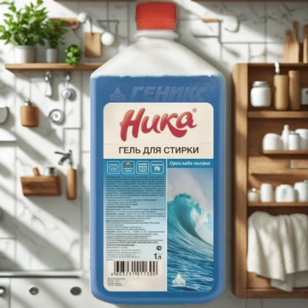 Средство для стирки 1,0 л «Ника» Прохлада океана (1/12 шт.) — интерьер, вид №1