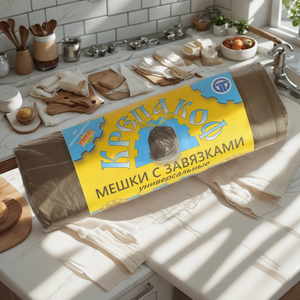 Мешок д/мусора ПНД 30 л (20 шт.) рулон С ЗАВЯЗКАМИ черный КРЕПАКОФ (1/50 шт.) — интерьер, вид №1