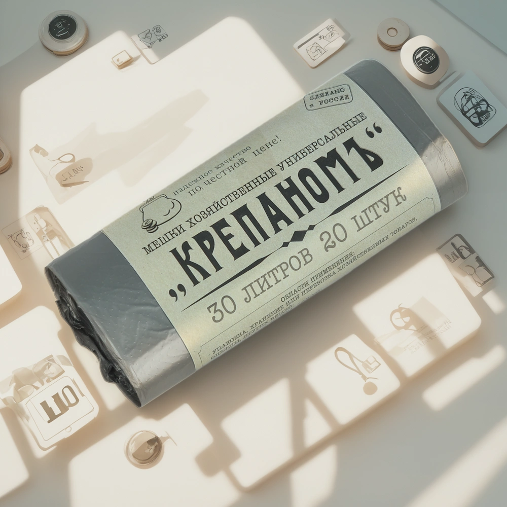 Мешок д/мусора ПНД 30 л (20 шт.) рулон черный КРЕПАНОМЪ (1/50 шт.) — инфографика, вид №1