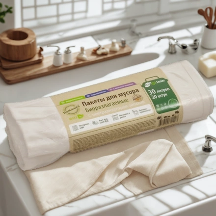 Мешок д/мусора ПНД 30 л (20 шт.) рулон белый ЭКОЛАЙФ (1/45 шт.) ЭЛБ302045Б — интерьер, вид №1