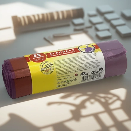 Мешок д/мусора ПВД 35 л (10 шт.) рулон с завязками фиолетовый СТАНДАРТ (1/24 шт.) ЗВС3510Ф — инфографика, вид №1