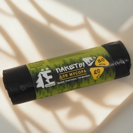 Мешок д/мусора ПНД 30 л (20 шт.) рулон Ё-РОМАШКА (1/50 шт.) ЕЛР30-20/50 — инфографика, вид №1