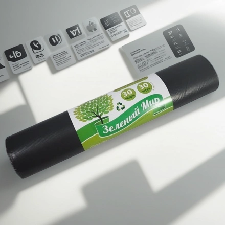 Мешок д/мусора ПВД 30 л (30 шт.) рулон 25 мкм Зеленый Мир (1/25 шт.) — инфографика, вид №1