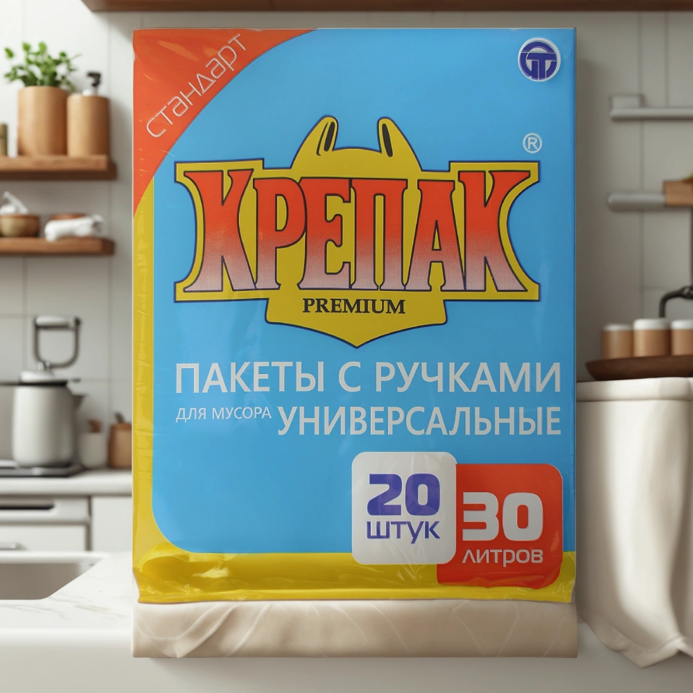 Мешок д/мусора ПНД 30 л (20 шт.) СТОПА с ручками черный КРЕПАК (1/50 шт.) — интерьер, вид №1