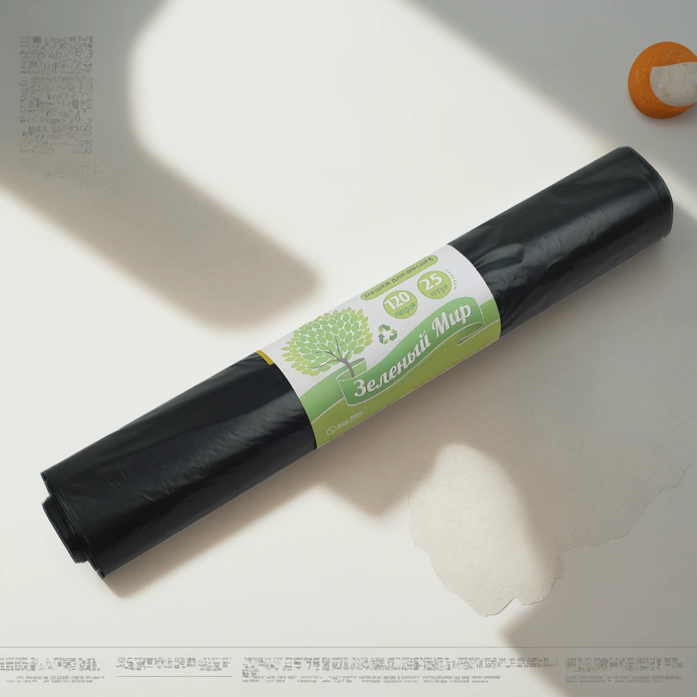 Мешок д/мусора ПВД 120 л (25 шт.) рулон 35 мкм Зеленый Мир (1/10 шт.) — инфографика, вид №1