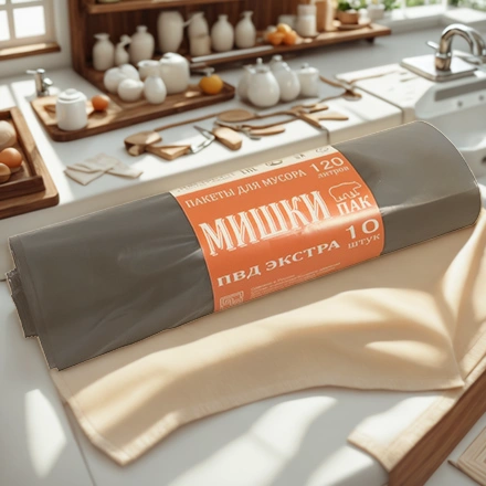 Мешок д/мусора ПВД 120 л (10 шт.) рулон Мишки (1/25 шт.) АКЦИЯ — интерьер, вид №1