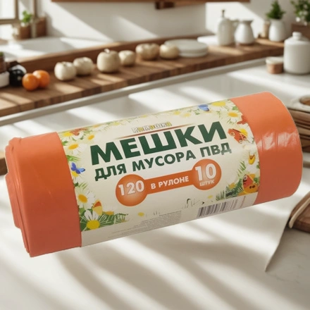 Мешок д/мусора ПВД 120 л (10 шт.) рулон красный ПРЕМИУМ (1/12 шт.) ВР-0051(Б) — интерьер, вид №1