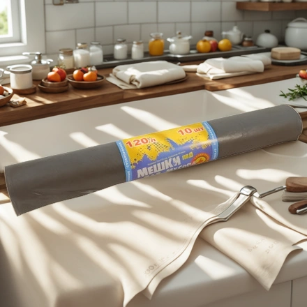 Мешок д/мусора ПВД 120 л (10 шт.) рулон 40 мкм АссПак (1/20 шт.) — интерьер, вид №1