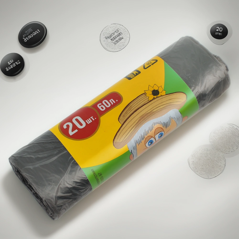 Мешок д/мусора ПНД 60 л (20 шт.) рулон черный ДЕД (1/60 шт.) — инфографика, вид №1