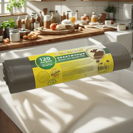 Мешок д/мусора ПВД 120 л (10 шт.) рулон ПРАКТИЧНЫЕ (1/20 шт.) ВР-0062(МН) — интерьер, вид №1