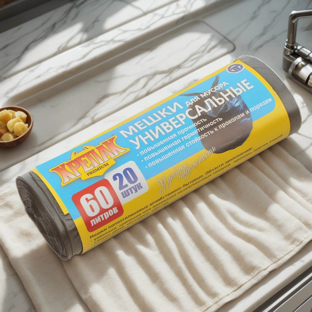 Мешок д/мусора ПНД 60 л (20 шт.) рулон черный КРЕПАК (1/50 шт.) — интерьер, вид №1