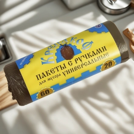 Мешок д/мусора ПНД 60 л (20 шт.) рулон с ручками черный КРЕПАКОФ (1/50 шт.) — интерьер, вид №1
