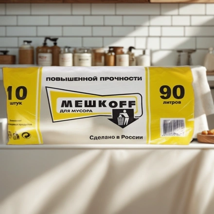 Мешок д/мусора  ПВД 90 л (10 шт.) стопа черный МЕШКОFF (1/20 шт.) — интерьер, вид №1