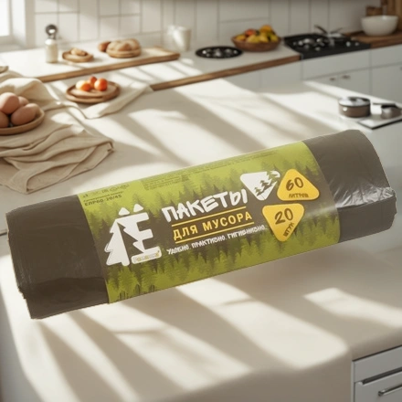 Мешок д/мусора ПНД 60 л (20 шт.) рулон Ё-РОМАШКА (1/45 шт.) ЕЛР60-20/45 — интерьер, вид №1