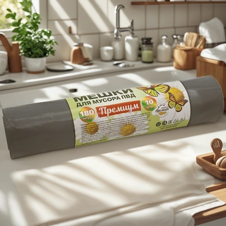 Мешок д/мусора ПВД 180 л (10 шт.) рулон ПРЕМИУМ (1/12 шт.) ВР-0087(Н) — интерьер, вид №1