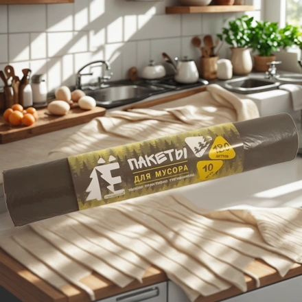 Мешок д/мусора ПВД 180 л (10 шт.) рулон Ё-РОМАШКА (1/35 шт.) ЕЛР-ВР-180-10/35/Ч — интерьер, вид №1