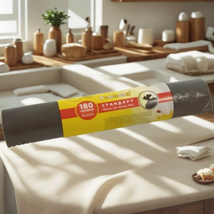 Мешок д/мусора ПВД 180 л (10 шт.) рулон СТАНДАРТ Ромашка (1/20 шт.) ВР-0086 — интерьер, вид №1