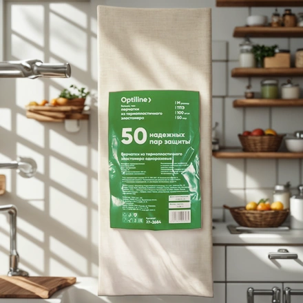 Перчатки Эластомер (100 шт.) ТПЭ/TPE OptiLine M (1/30 шт.) — интерьер, вид №1