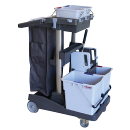 Тележка уборочная VILEDA ВолеоПро, ведра 2х25 л, 2х6 л, вертикальный отжим, чехол для мусорного мешка на 70 л, 145119