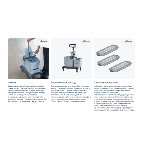 Набор для уборки Ультра Спид Про Всё включено, Vileda Professional двухведерный, 166376 в Екатеринбург — Uralhoz.ru