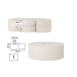 Бумага туалетная БОЛЬШОЙ ДИАМЕТР РУЛОНА, 450 м, VEIRO Professional (Система T1), КОМПЛЕКТ 6 шт., Basic, T101