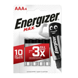 Батарейки щелочные (алкалиновые) Energizer AAA/LR03, 1.5V, упаковка 4шт (Мизинчиковые)