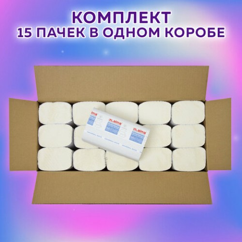 Полотенца бумажные 200 шт., LAIMA (H3) UNIVERSAL WHITE, 1-слойные, белые, КОМПЛЕКТ 15 пачек, 23x20,5, V-сложение, 111342 в Екатеринбург — Uralhoz.ru
