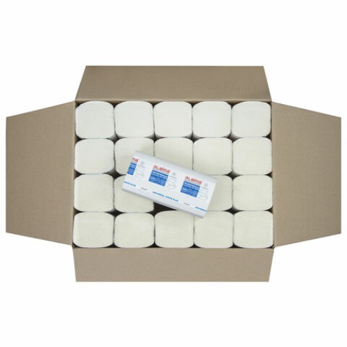 Полотенца бумажные 250 шт., LAIMA (H3) UNIVERSAL WHITE PLUS, 1-слойные, белые, КОМПЛЕКТ 20 пачек, 23х22, V-сложение, 111344 в Екатеринбург — Uralhoz.ru