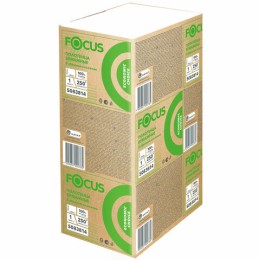Полотенца бумажные 250 шт. FOCUS (Система H2) Eco, 1-слойные, белые, КОМПЛЕКТ 12 пачек, 24х21,5, Z-сложение, 5083814/5069958