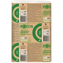 Полотенца бумажные 250 шт. FOCUS (Система H2) Eco, 1-слойные, белые, КОМПЛЕКТ 12 пачек, 24х21,5, Z-сложение, 5083814/5069958