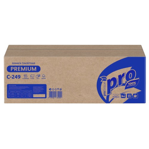 Бумага туалетная листовая 250 шт., PROtissue (T3) PREMIUM, 2-слойная, белая, 22,5х11 см, КОМПЛЕКТ 40 пачек, C249, С249 в Екатеринбург — Uralhoz.ru
