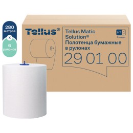 Полотенца бумажные рулонные 280 м, Tellus/TORK Matic (Система H1) UNIVERSAL, КОМПЛЕКТ 6 рулонов, 290100