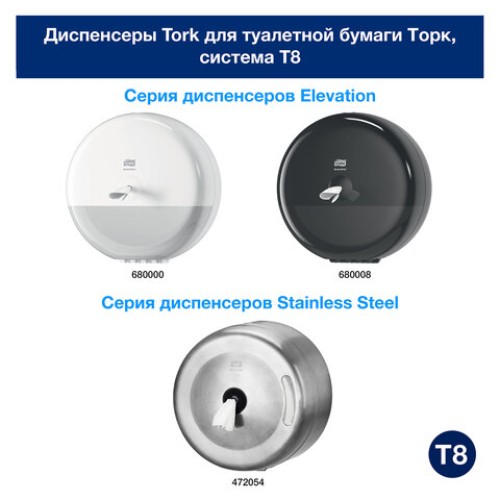 Бумага туалетная 207 м, TORK (Система T8) SmartOne, ADVANCED, КОМПЛЕКТ 8 рулонов, 2-слойная, 472272 в Екатеринбург — Uralhoz.ru