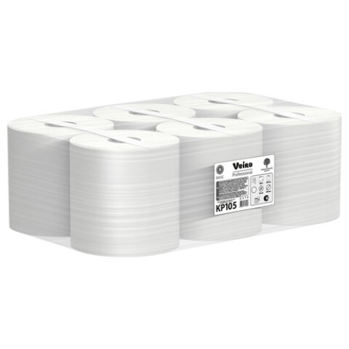 Полотенца бумажные с центральной вытяжкой 300 м, VEIRO (Система M2) BASIC, 1-слойные, цвет натуральный, КОМПЛЕКТ 6 рулонов, KP105 в Екатеринбург — Uralhoz.ru