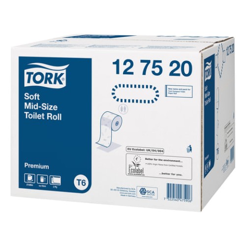 Бумага туалетная 90 м, TORK (Система Т6) PREMIUM, КОМПЛЕКТ 27 рулонов, 2-слойная, белая, 127520 в Екатеринбург — Uralhoz.ru