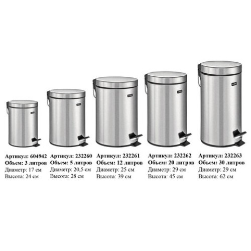 Ведро мусорное с педалью 12 литров 