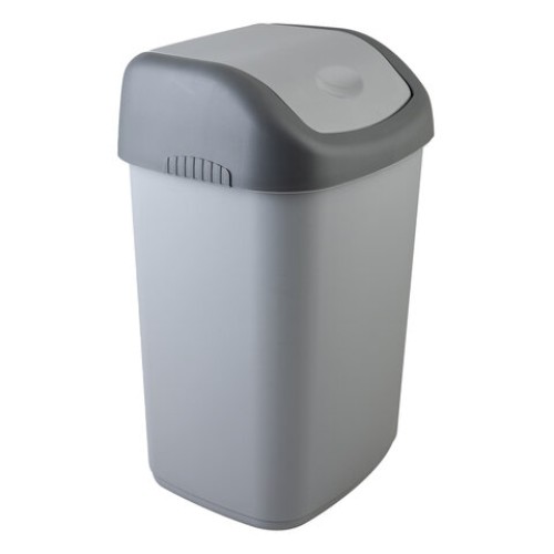 Ведро мусорное с КРЫШКОЙ (качающейся) 14 литров, ПОДВЕСНОЕ, 42х27х21 см, серый/графит, 327, 433270065 в Екатеринбург — Uralhoz.ru