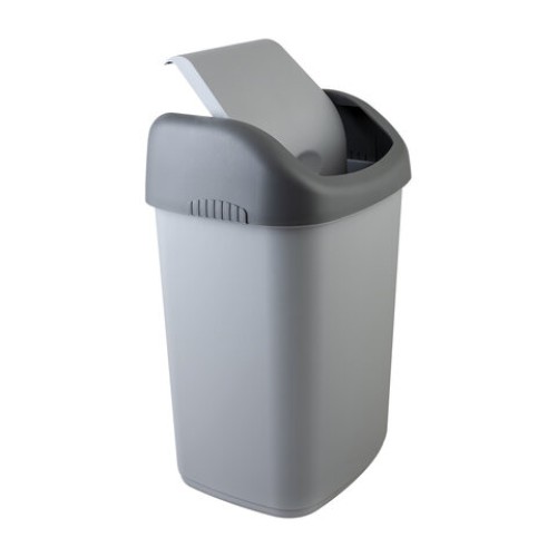 Ведро мусорное с КРЫШКОЙ (качающейся) 14 литров, ПОДВЕСНОЕ, 42х27х21 см, серый/графит, 327, 433270065 в Екатеринбург — Uralhoz.ru