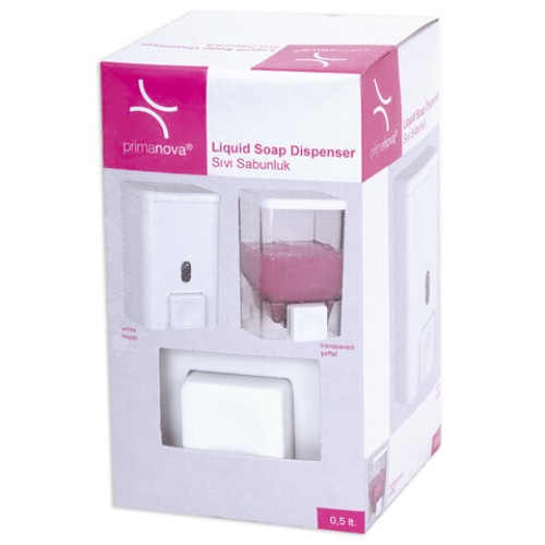 Дозатор для жидкого мыла и антисептика PRIMA NOVA, НАЛИВНОЙ, белый, 0,5 л, SD01 в Екатеринбург — Uralhoz.ru