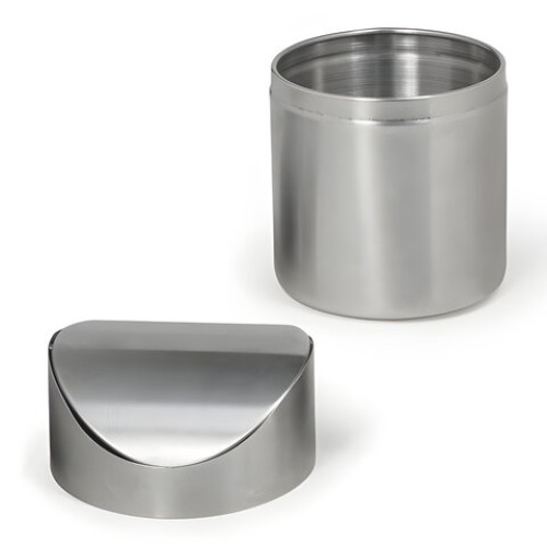 Урна настольная 1,2 литра для мусора с качающейся крышкой, d 12х16,5 см, нержавеющая сталь, LAIMA, 601618 в Екатеринбург — Uralhoz.ru