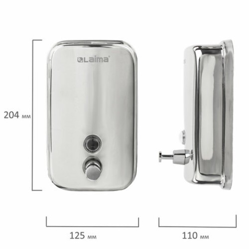 Дозатор для жидкого мыла LAIMA BASIC, 1 л, нержавеющая сталь, зеркальный, 601796 в Екатеринбург — Uralhoz.ru