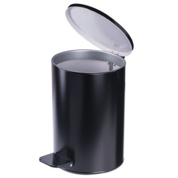 Ведро мусорное с педалью 10 литров, УСИЛЕННОЕ, черное, оцинкованная сталь, ТИТАН