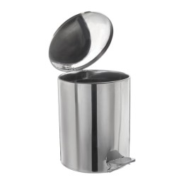 Ведро мусорное с педалью 15 литров, УСИЛЕННОЕ, хром, нержавеющая сталь, ТИТАН